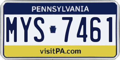 PA license plate MYS7461