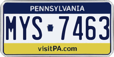 PA license plate MYS7463