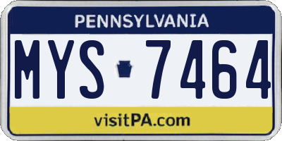 PA license plate MYS7464