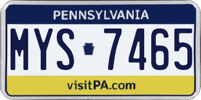 PA license plate MYS7465