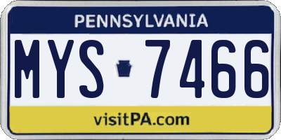 PA license plate MYS7466