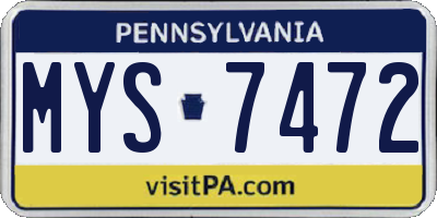 PA license plate MYS7472