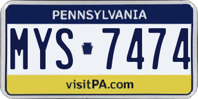 PA license plate MYS7474