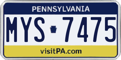 PA license plate MYS7475