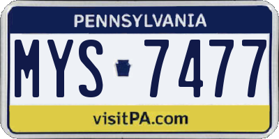 PA license plate MYS7477