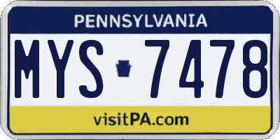 PA license plate MYS7478