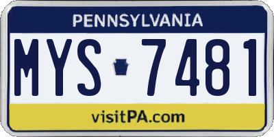 PA license plate MYS7481