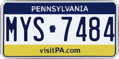 PA license plate MYS7484