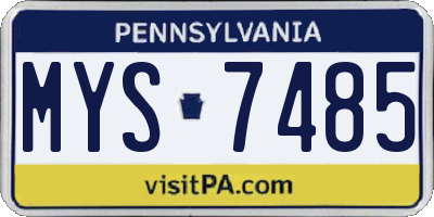 PA license plate MYS7485