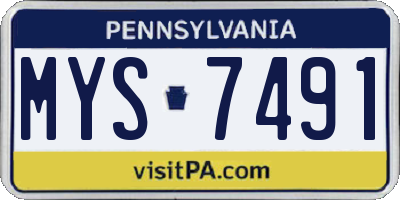 PA license plate MYS7491