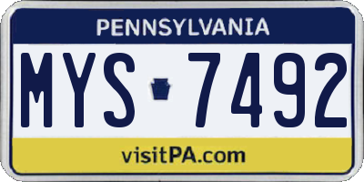 PA license plate MYS7492