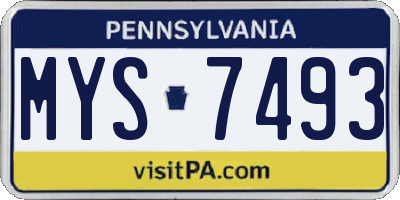 PA license plate MYS7493