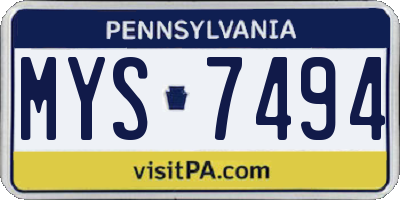 PA license plate MYS7494