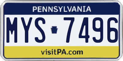 PA license plate MYS7496
