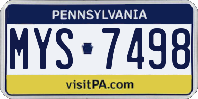 PA license plate MYS7498