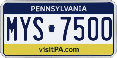 PA license plate MYS7500