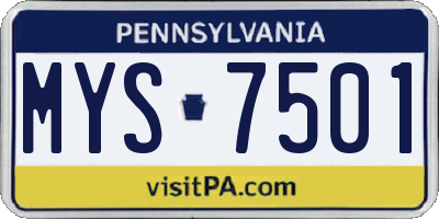 PA license plate MYS7501