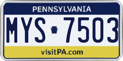 PA license plate MYS7503