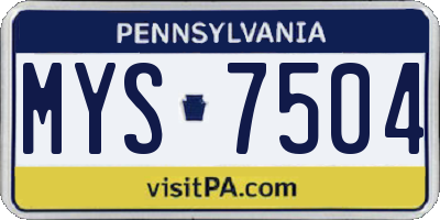 PA license plate MYS7504