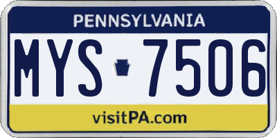 PA license plate MYS7506