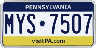 PA license plate MYS7507