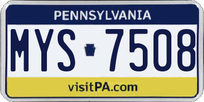 PA license plate MYS7508