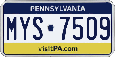 PA license plate MYS7509