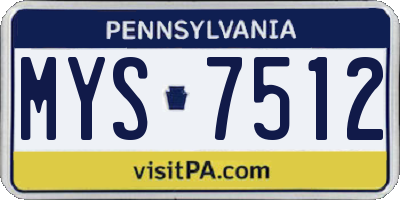 PA license plate MYS7512