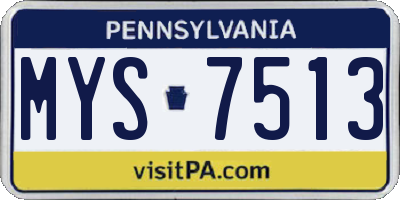 PA license plate MYS7513