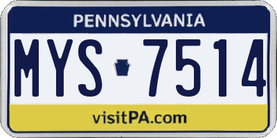 PA license plate MYS7514