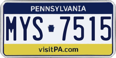 PA license plate MYS7515