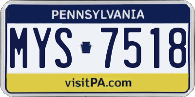 PA license plate MYS7518