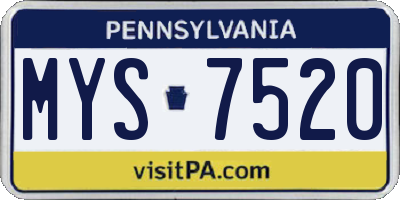 PA license plate MYS7520