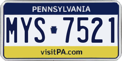 PA license plate MYS7521
