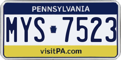 PA license plate MYS7523