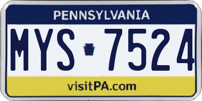 PA license plate MYS7524