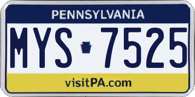PA license plate MYS7525
