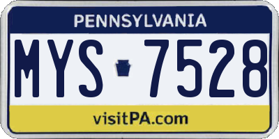 PA license plate MYS7528