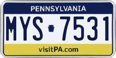 PA license plate MYS7531