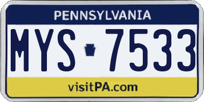 PA license plate MYS7533