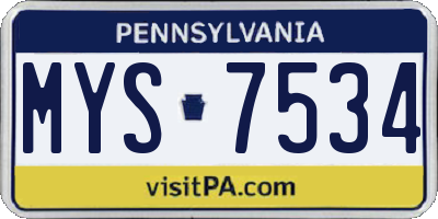 PA license plate MYS7534