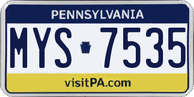 PA license plate MYS7535