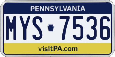 PA license plate MYS7536