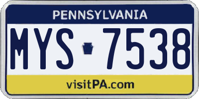 PA license plate MYS7538