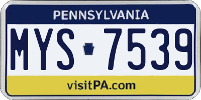 PA license plate MYS7539