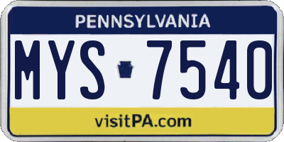 PA license plate MYS7540