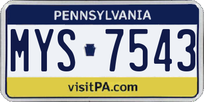 PA license plate MYS7543