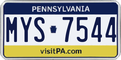 PA license plate MYS7544