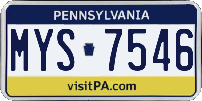 PA license plate MYS7546