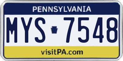 PA license plate MYS7548